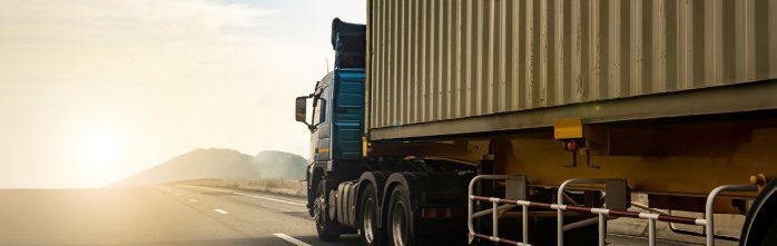 Cargo Truck on Highway Road with Container