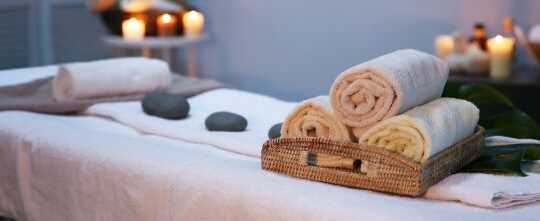 Interior of Modern Massage Room in Candle Light