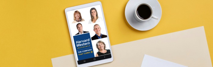 tablet on yellow background with photos of the HWI executive team(full yellow) Aug 2024